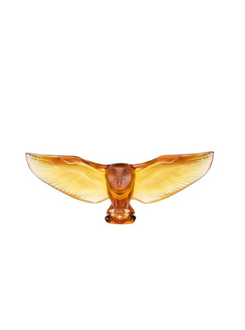 Chouette Effraie- Barn Owl Sculpture Amber