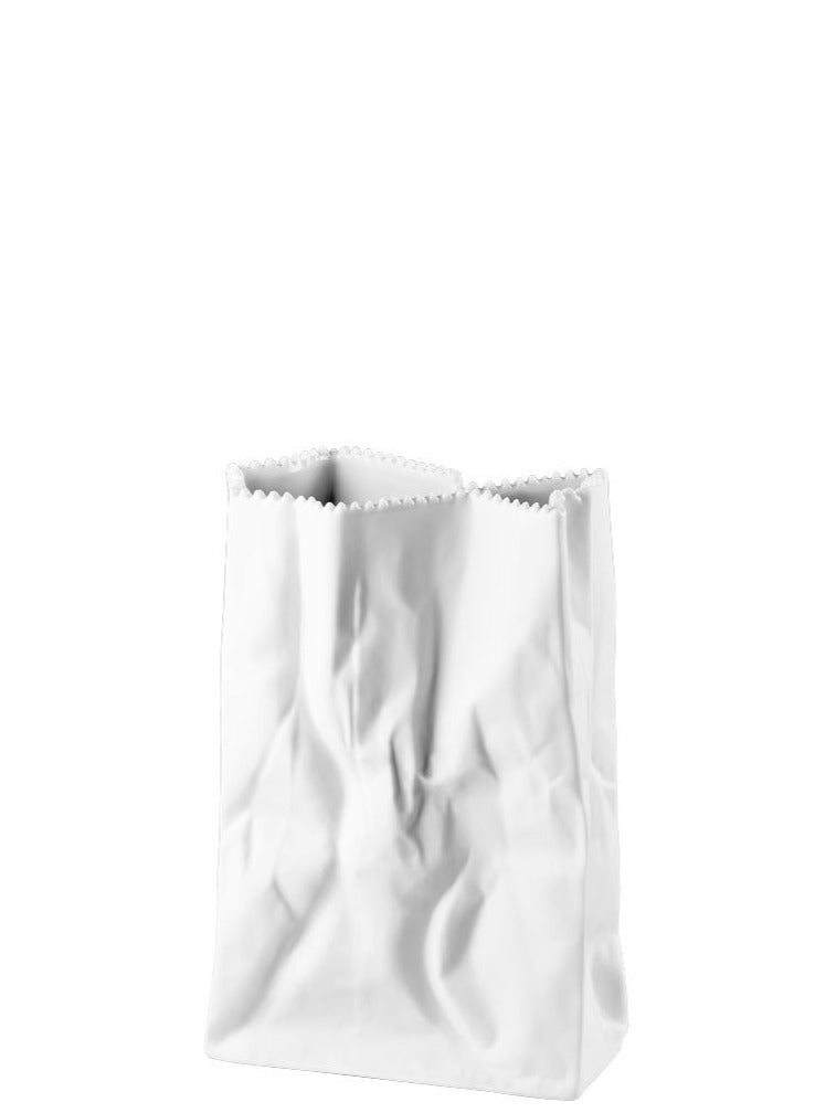 Do not litter White  matt Bag Vase 18 cm