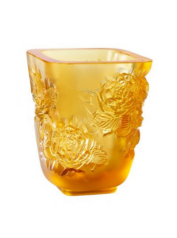 PIVOINES PEONES VASE AMBER SM