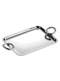 Tray With Handles in Silver Metal. Vertigo